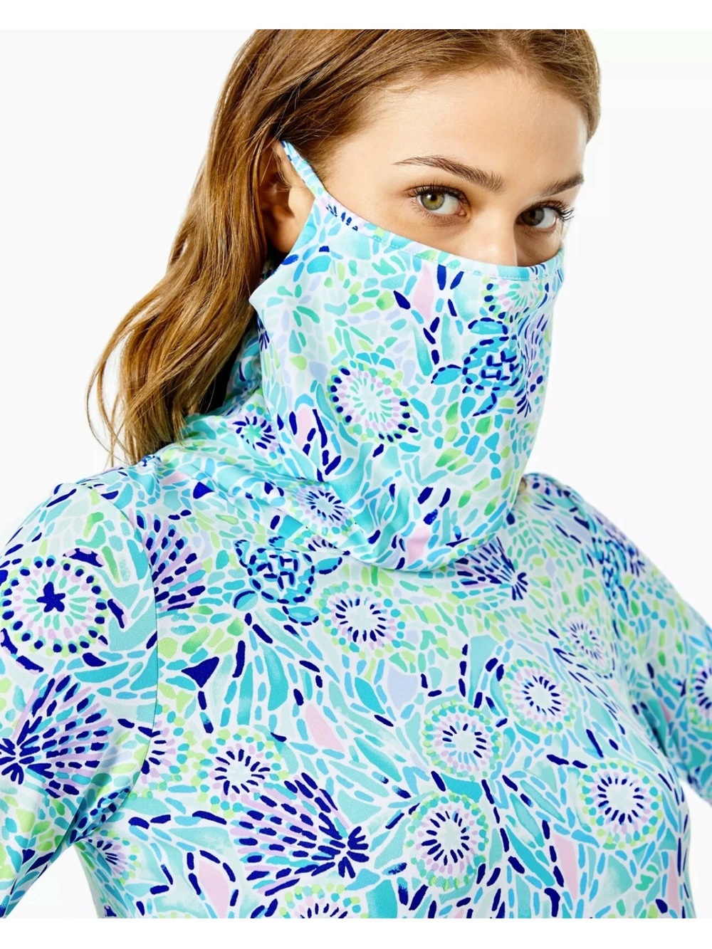 Lilly Pulitzer UPF 50+ Lilshield ChillyLilly Dress blue Face Cover/cowlneck M